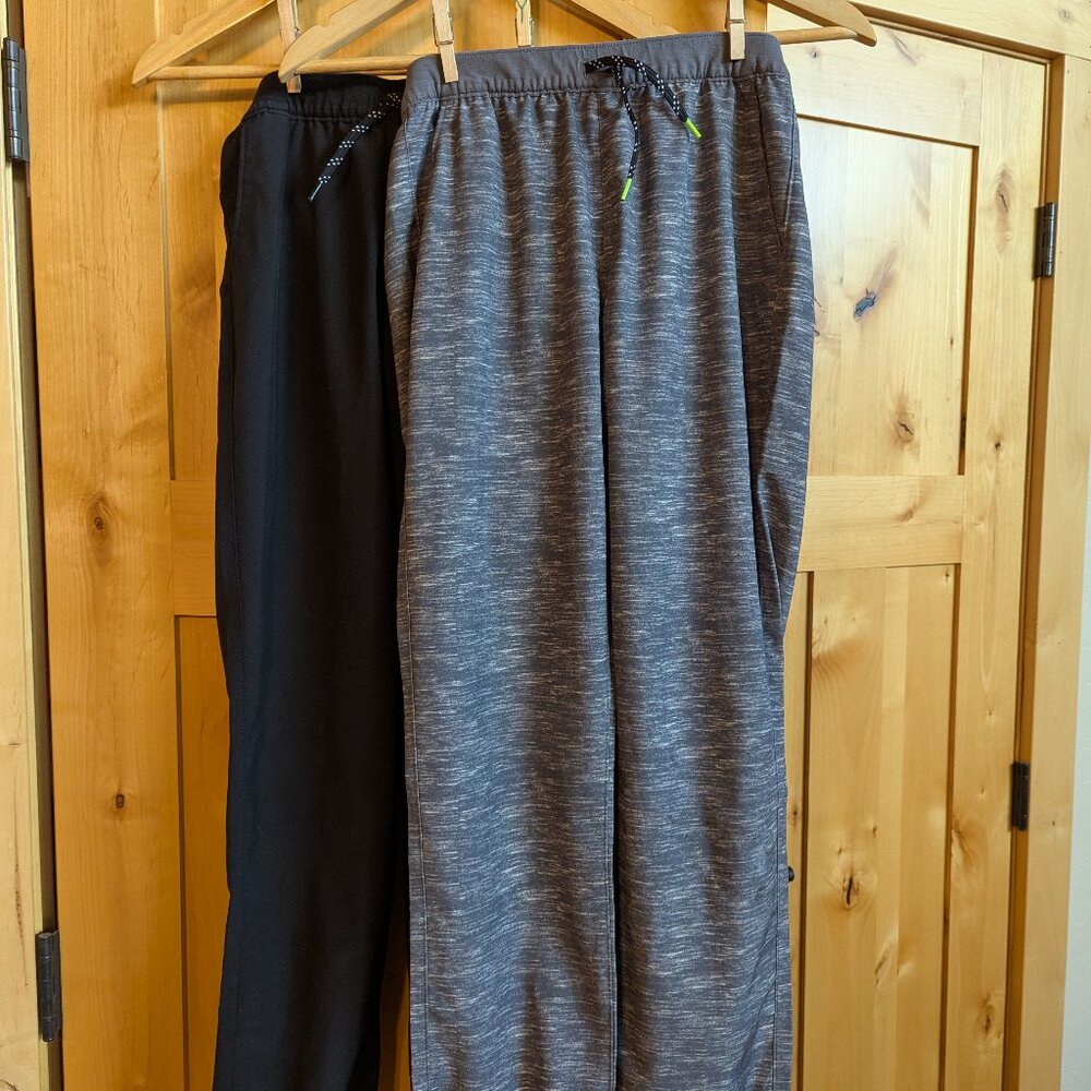 Boys Lands End Pants size 10-12 one heather gray, one black.  Athletic style
